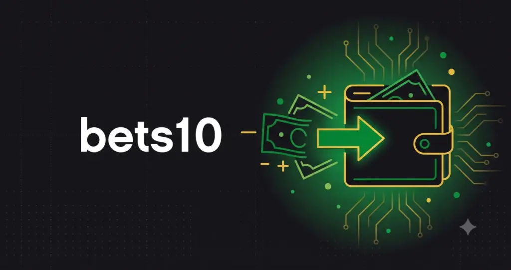 Bets10 para yatırma için cüzdana giren banknotlar ve içeri yönlü ok temalı görsel